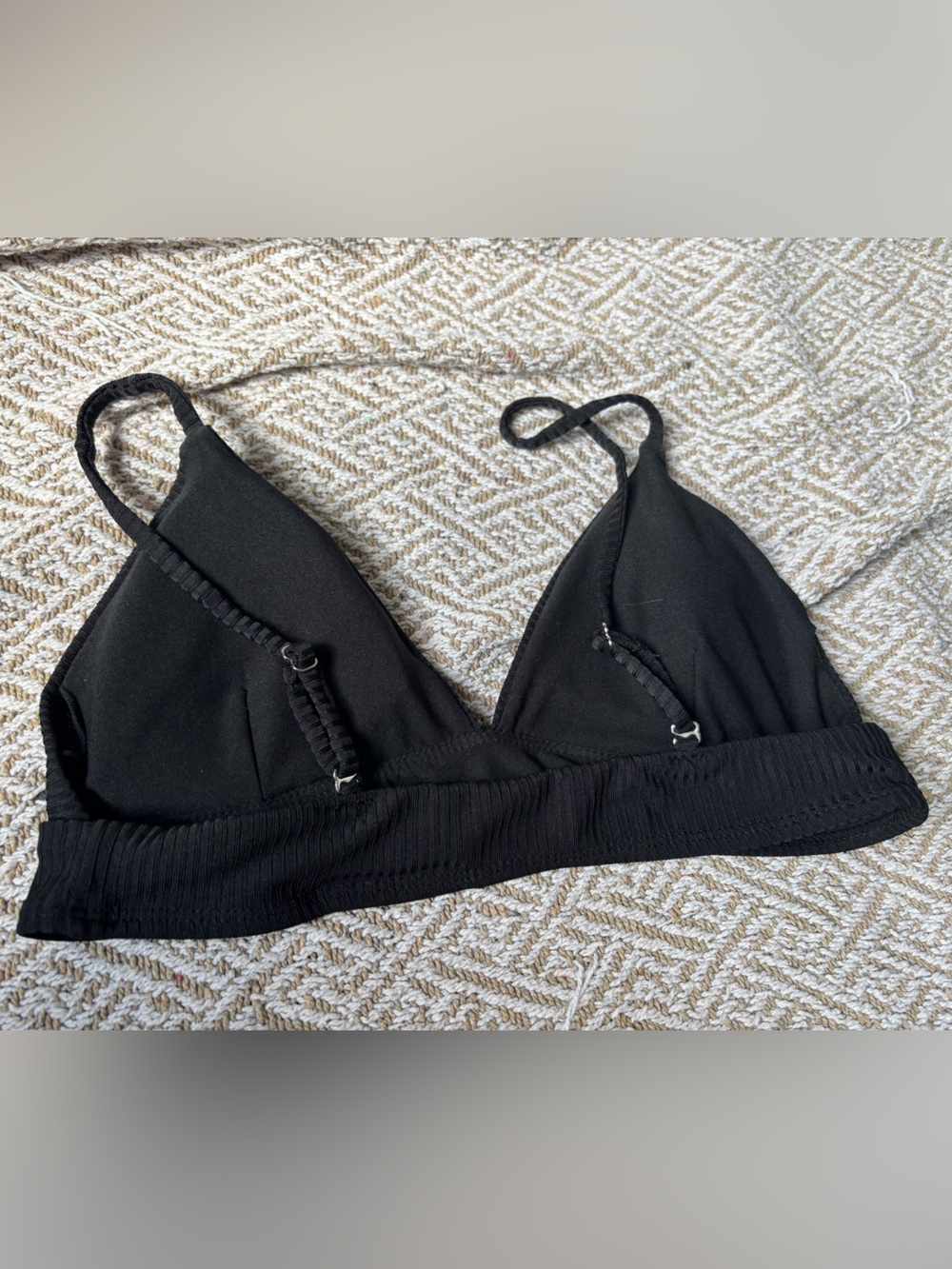 Black Ribbed Triangle Swim Top - XS/S - Picture 2 of 4